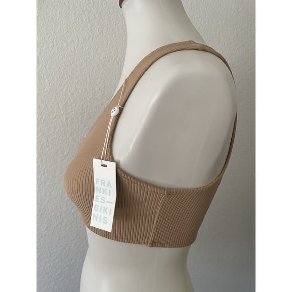 Frankies Swim Bikini Top One Shoulder Barb Ribbed Swimwear - Picture 4 of 8